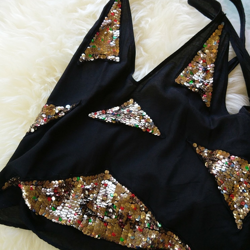 Sass & Bide Geo Sequin Tank